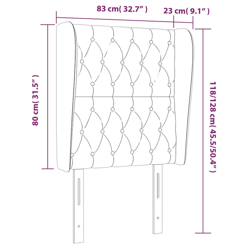 vidaXL sötétbarna szövet fejtámla szárnyakkal 83 x 23 x 118/128 cm