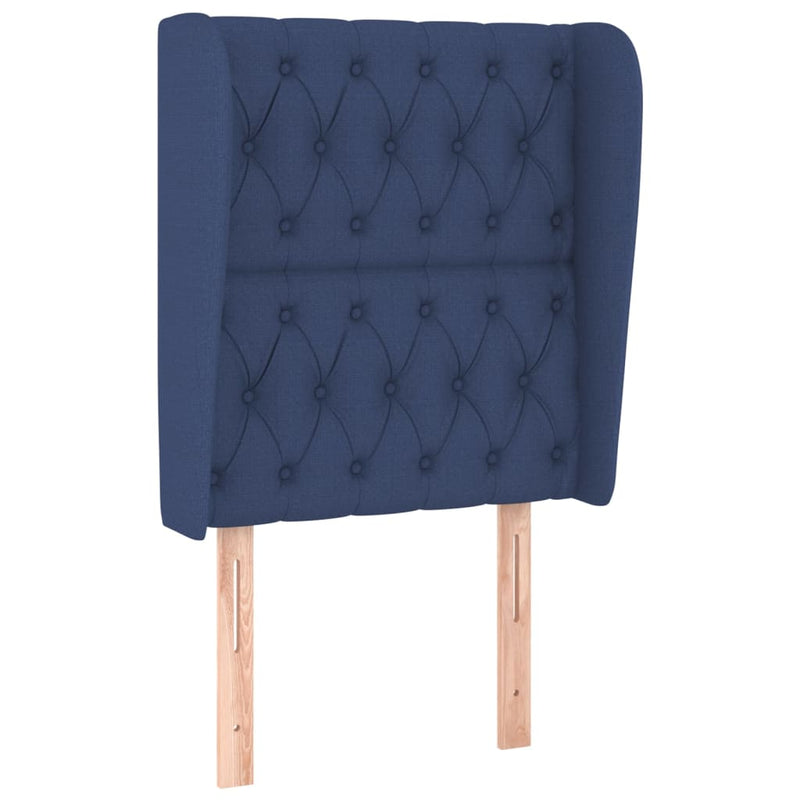 vidaXL kék szövet fejtámla szárnyakkal 83 x 23 x 118/128 cm