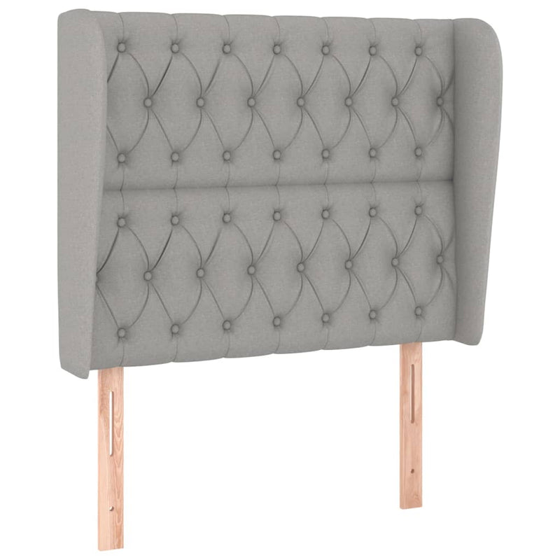 vidaXL világosszürke szövet fejtámla szárnyakkal 93 x 23 x 118/128 cm