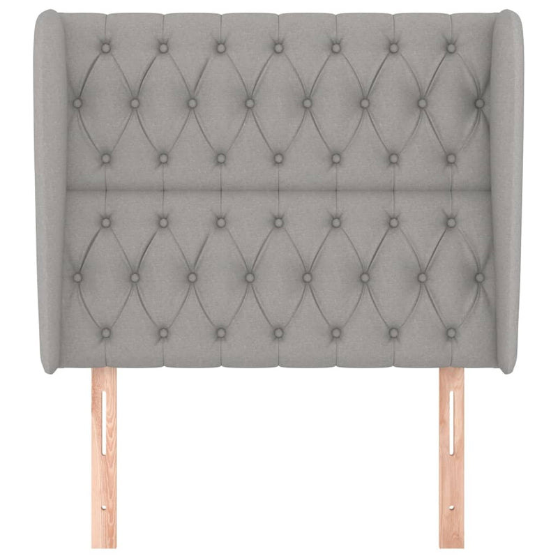 vidaXL világosszürke szövet fejtámla szárnyakkal 93 x 23 x 118/128 cm