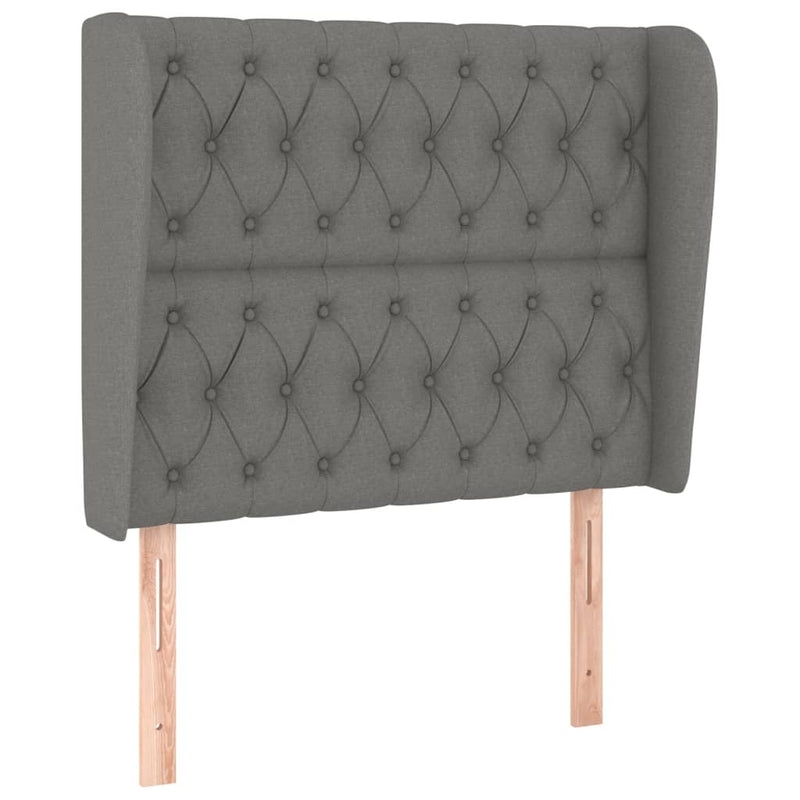vidaXL sötétszürke szövet fejtámla szárnyakkal 93 x 23 x 118/128 cm