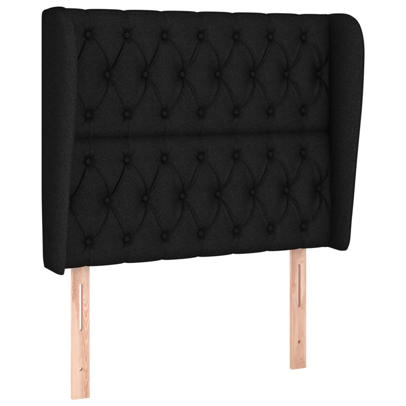 vidaXL fekete szövet fejtámla szárnyakkal 93 x 23 x 118/128 cm