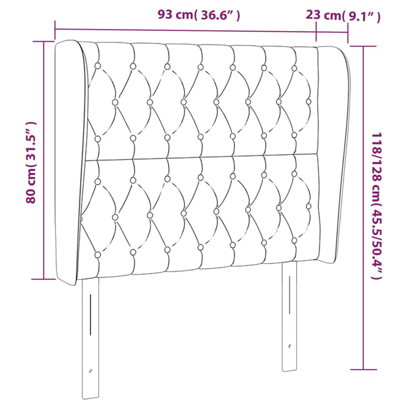 vidaXL fekete szövet fejtámla szárnyakkal 93 x 23 x 118/128 cm