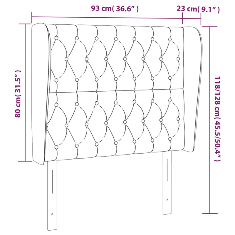 vidaXL krémszínű szövet fejtámla szárnyakkal 93 x 23 x 118/128 cm