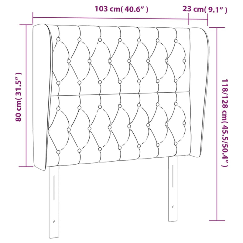 vidaXL fekete szövet fejtámla szárnyakkal 103 x 23 x 118/128 cm