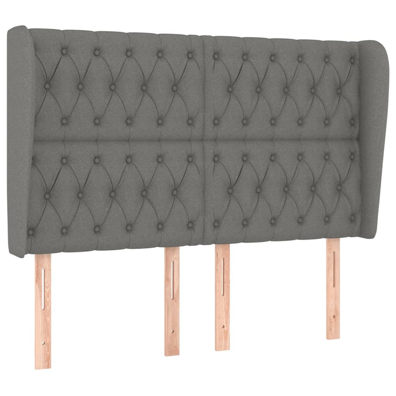 vidaXL sötétszürke szövet fejtámla szárnyakkal 147 x 23 x 118/128 cm