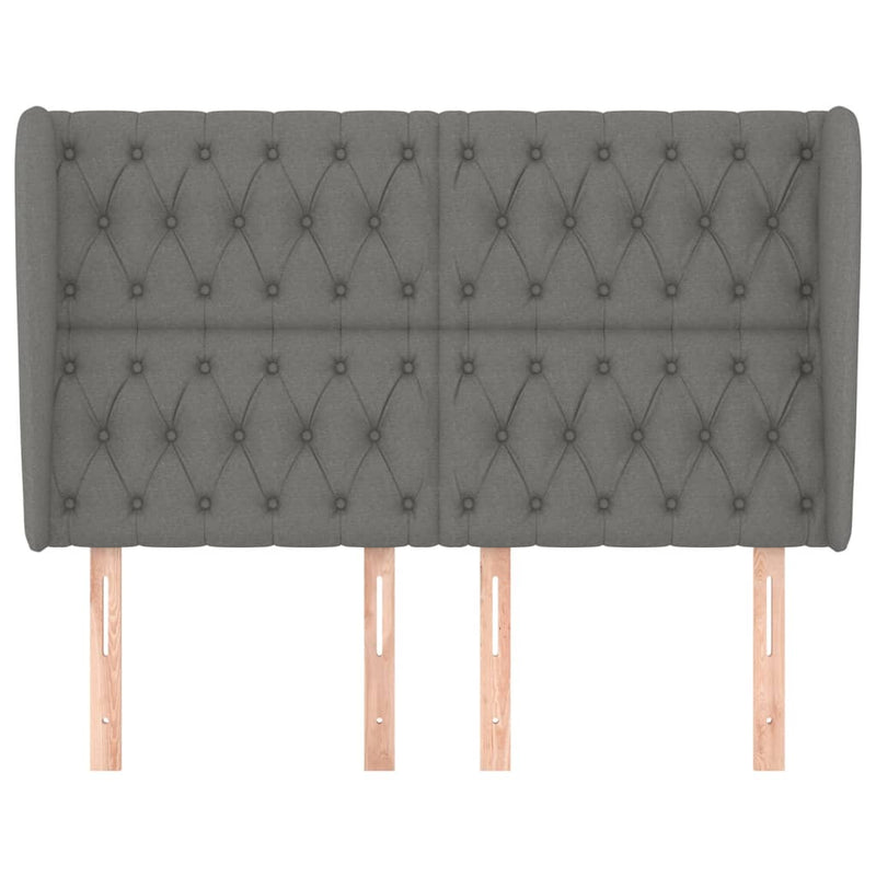 vidaXL sötétszürke szövet fejtámla szárnyakkal 147 x 23 x 118/128 cm