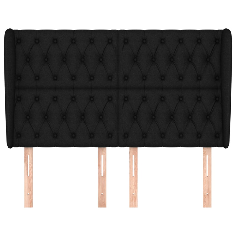vidaXL fekete szövet fejtámla szárnyakkal 147 x 23 x 118/128 cm