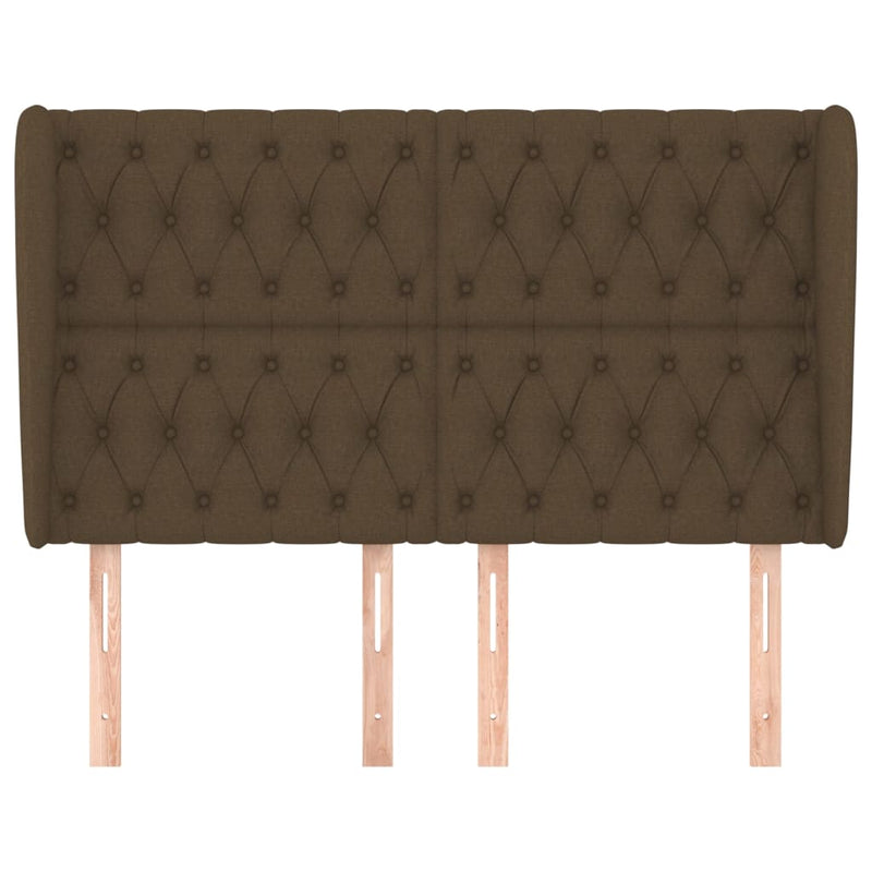 vidaXL sötétbarna szövet fejtámla szárnyakkal 147 x 23 x 118/128 cm
