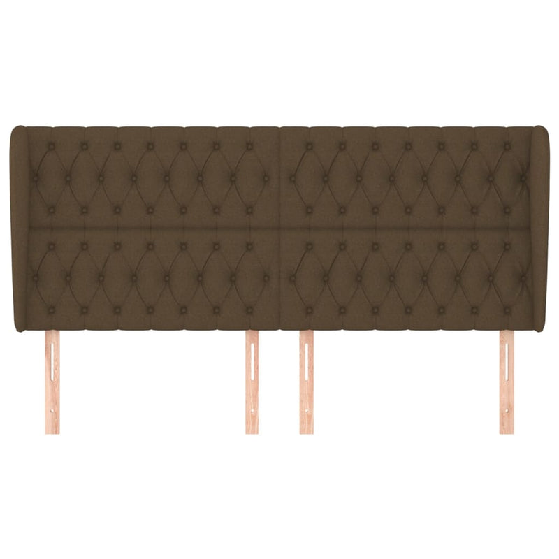 vidaXL sötétbarna szövet fejtámla szárnyakkal 183x23x118/128 cm