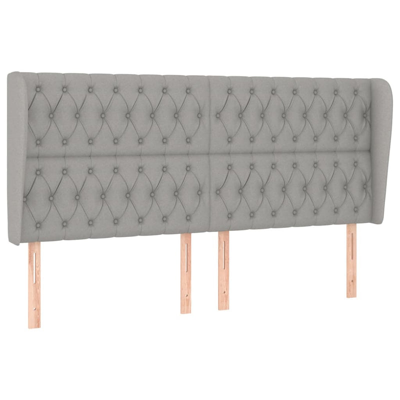 vidaXL világosszürke szövet fejtámla szárnyakkal 203x23x118/128 cm