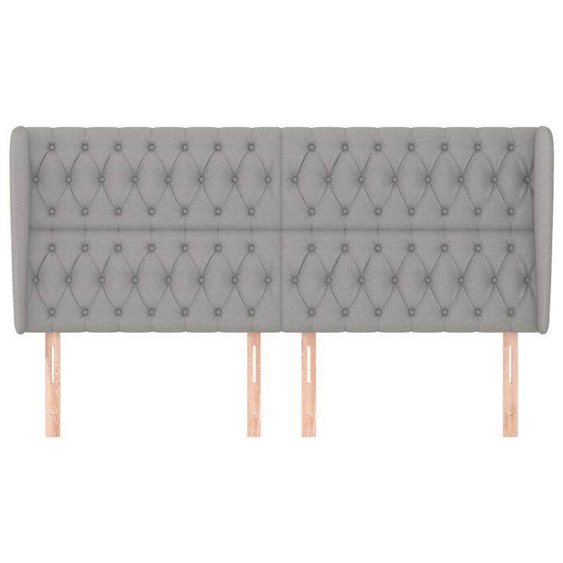 vidaXL világosszürke szövet fejtámla szárnyakkal 203x23x118/128 cm