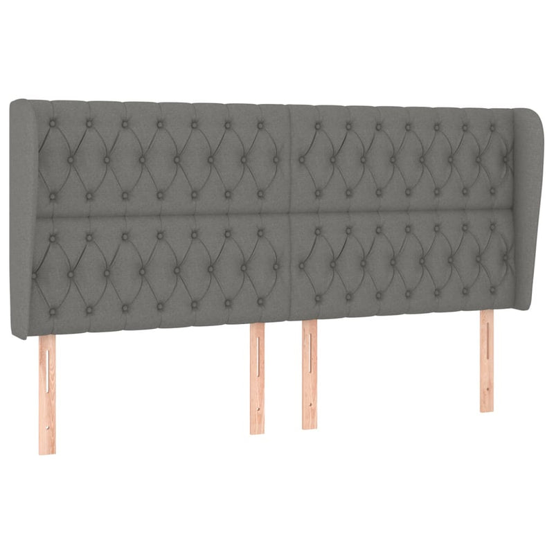 vidaXL sötétszürke szövet fejtámla szárnyakkal 203x23x118/128 cm