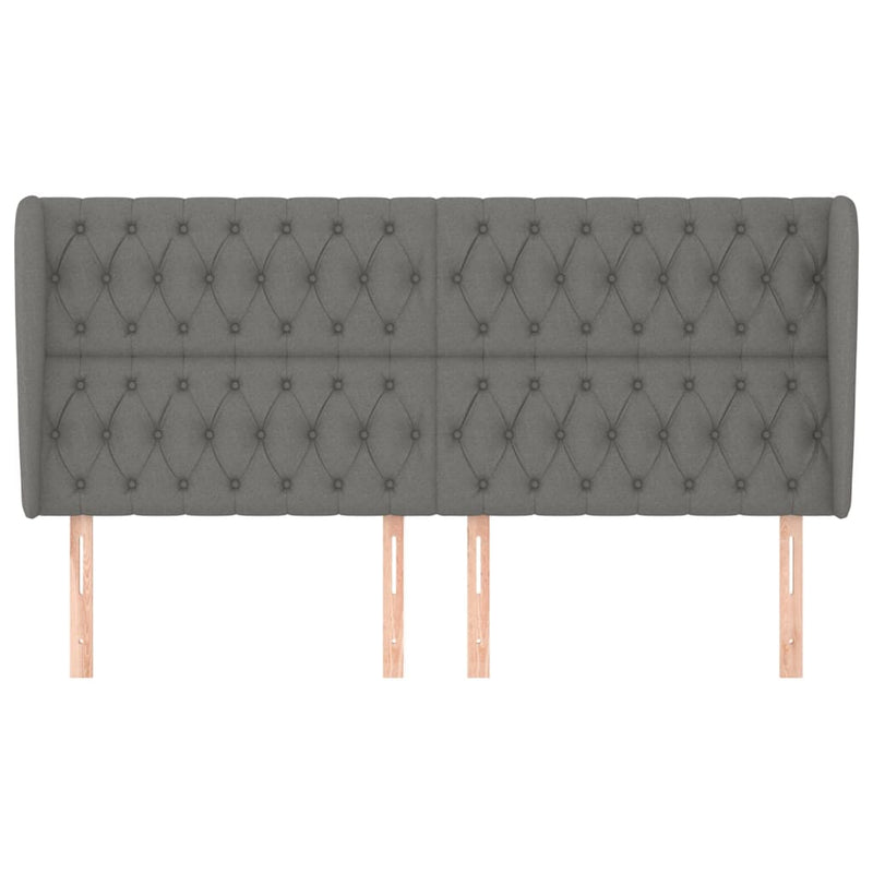 vidaXL sötétszürke szövet fejtámla szárnyakkal 203x23x118/128 cm