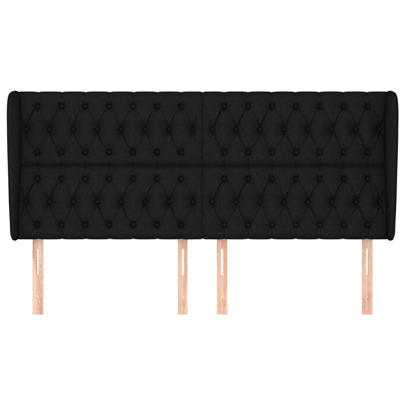 vidaXL fekete szövet fejtámla szárnyakkal 203x23x118/128 cm