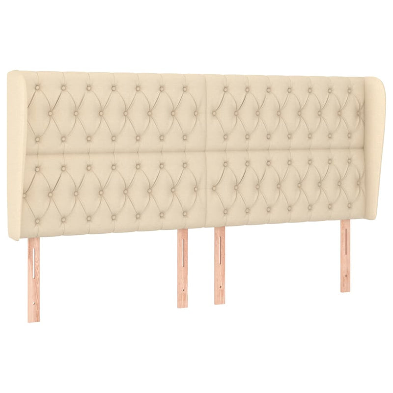 vidaXL krémszínű szövet fejtámla szárnyakkal 203x23x118/128 cm