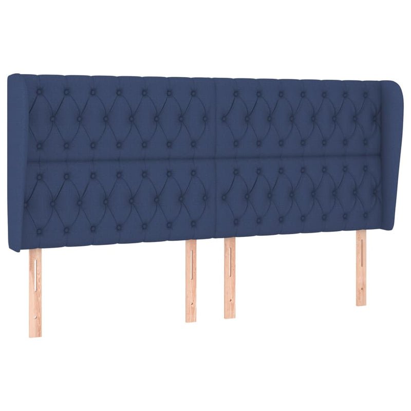 vidaXL kék szövet fejtámla szárnyakkal 203x23x118/128 cm