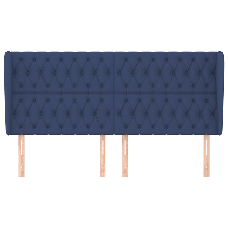 vidaXL kék szövet fejtámla szárnyakkal 203x23x118/128 cm