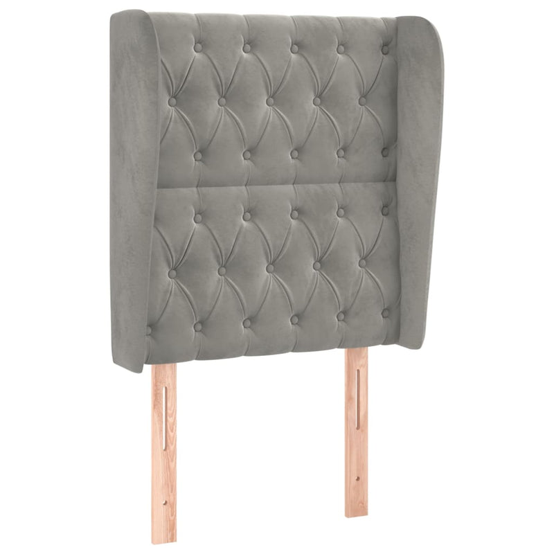 vidaXL világosszürke bársony fejtámla szárnyakkal 83 x 23 x 118/128 cm