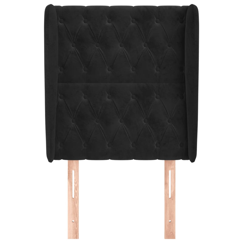 vidaXL fekete bársony fejtámla szárnyakkal 83 x 23 x 118/128 cm