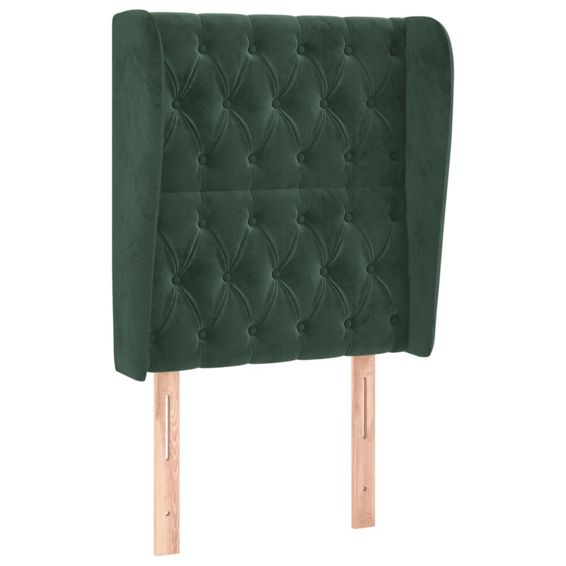 vidaXL sötétzöld bársony fejtámla szárnyakkal 83 x 23 x 118/128 cm