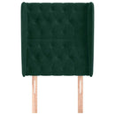 vidaXL sötétzöld bársony fejtámla szárnyakkal 83 x 23 x 118/128 cm