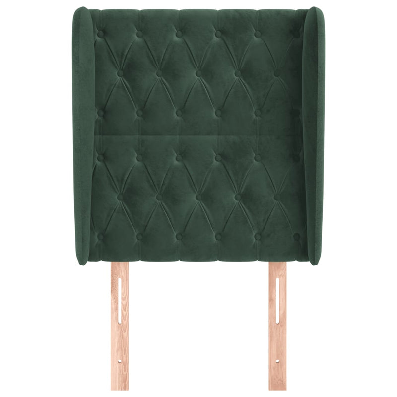 vidaXL sötétzöld bársony fejtámla szárnyakkal 83 x 23 x 118/128 cm