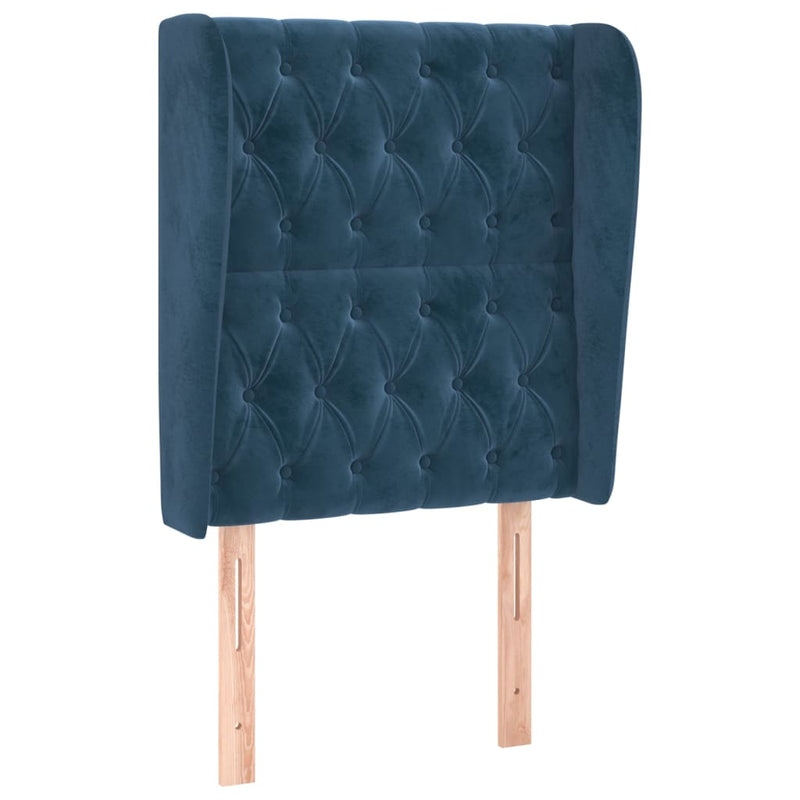 vidaXL sötétkék bársony fejtámla szárnyakkal 83 x 23 x 118/128 cm