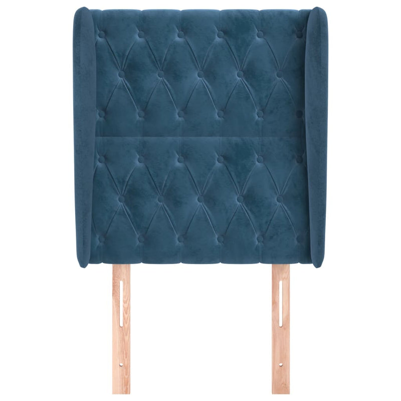 vidaXL sötétkék bársony fejtámla szárnyakkal 83 x 23 x 118/128 cm