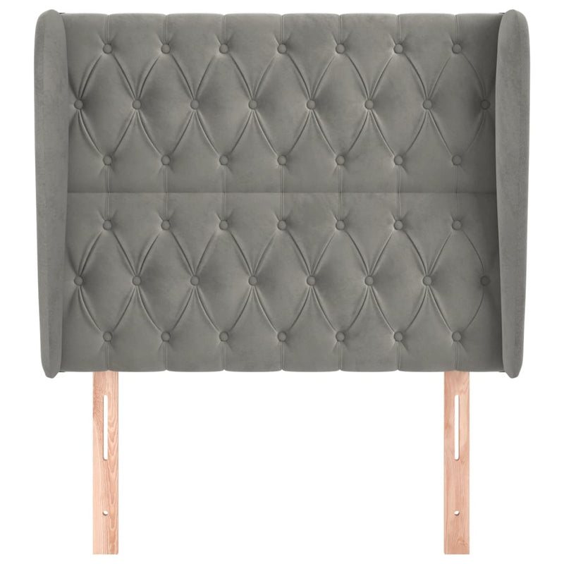 vidaXL világosszürke bársony fejtámla szárnyakkal 93 x 23 x 118/128 cm