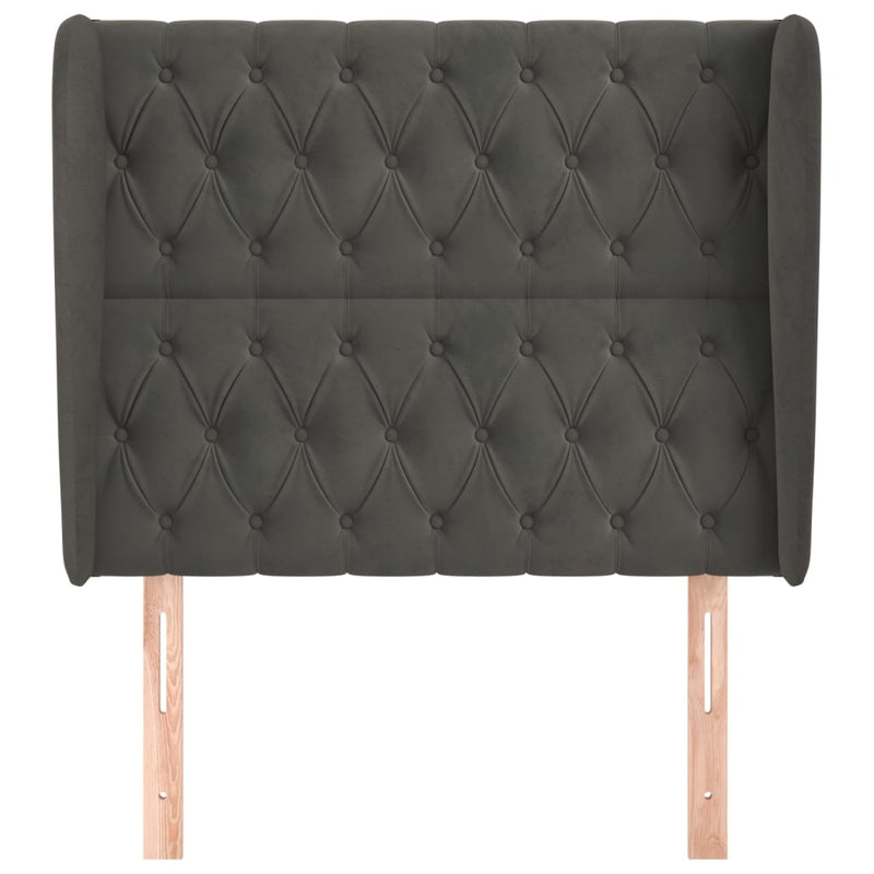 vidaXL sötétszürke bársony fejtámla szárnyakkal 93 x 23 x 118/128 cm