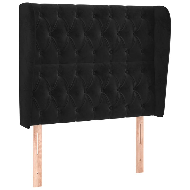 vidaXL fekete bársony fejtámla szárnyakkal 93 x 23 x 118/128 cm