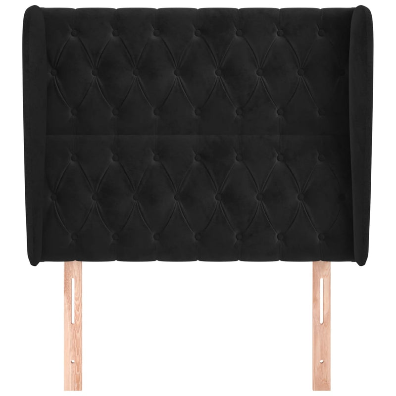 vidaXL fekete bársony fejtámla szárnyakkal 93 x 23 x 118/128 cm