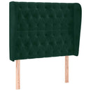 vidaXL sötétzöld bársony fejtámla szárnyakkal 93 x 23 x 118/128 cm