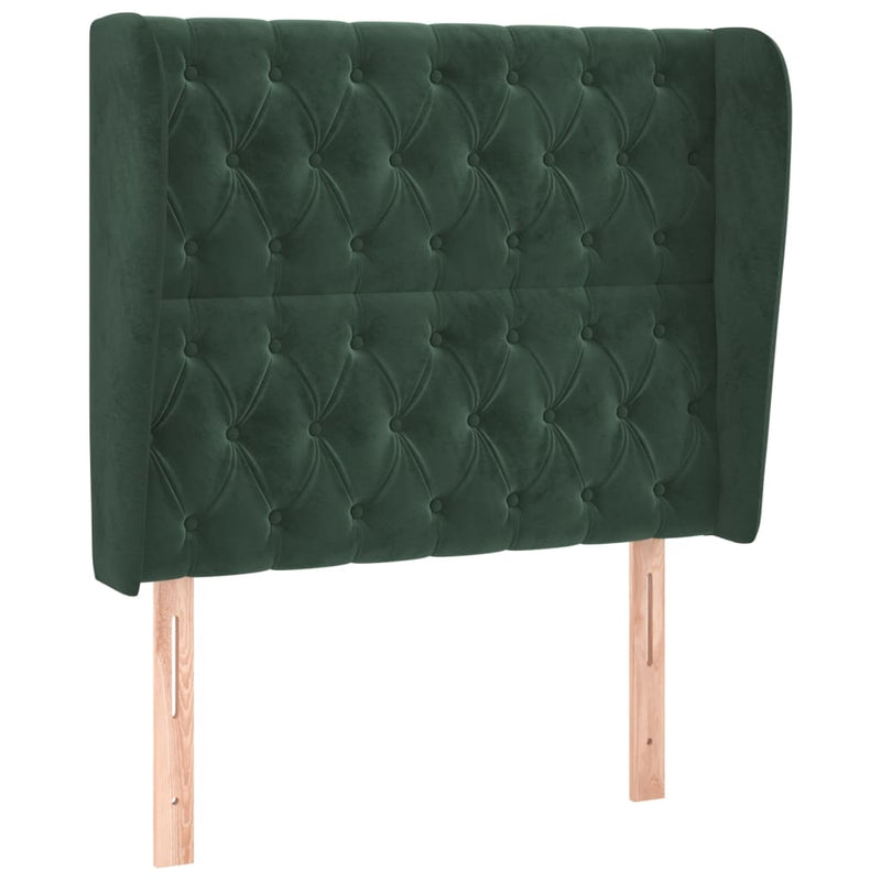 vidaXL sötétzöld bársony fejtámla szárnyakkal 93 x 23 x 118/128 cm