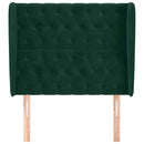vidaXL sötétzöld bársony fejtámla szárnyakkal 93 x 23 x 118/128 cm