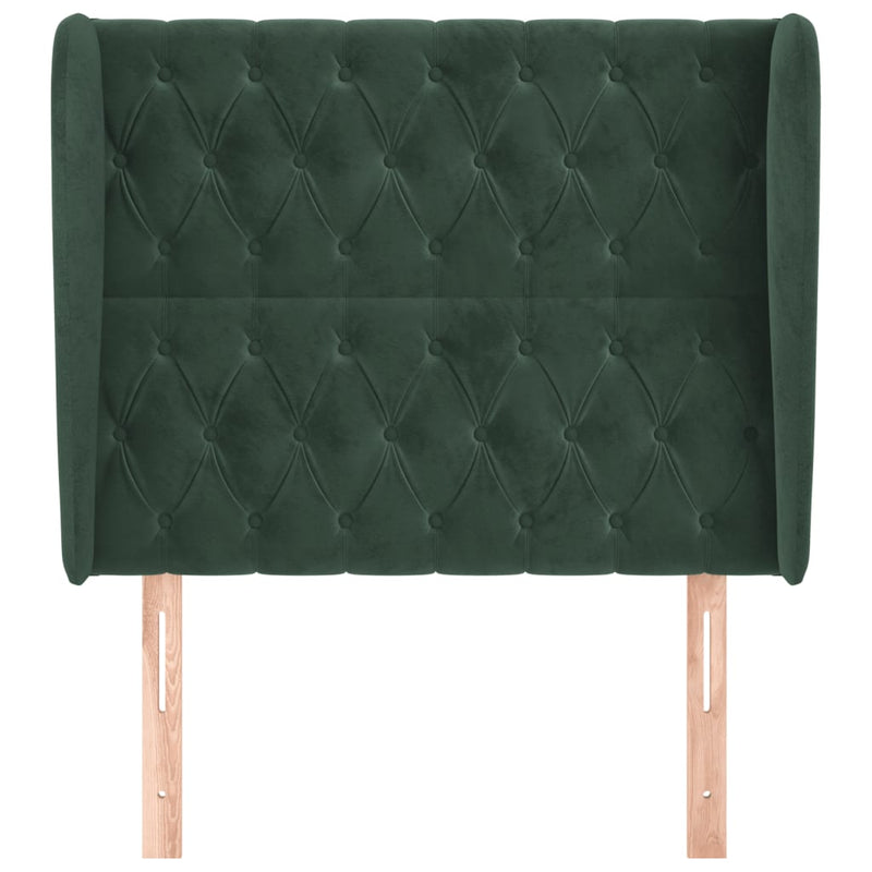 vidaXL sötétzöld bársony fejtámla szárnyakkal 93 x 23 x 118/128 cm