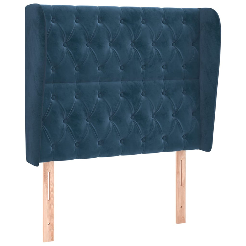 vidaXL sötétkék bársony fejtámla szárnyakkal 93 x 23 x 118/128 cm