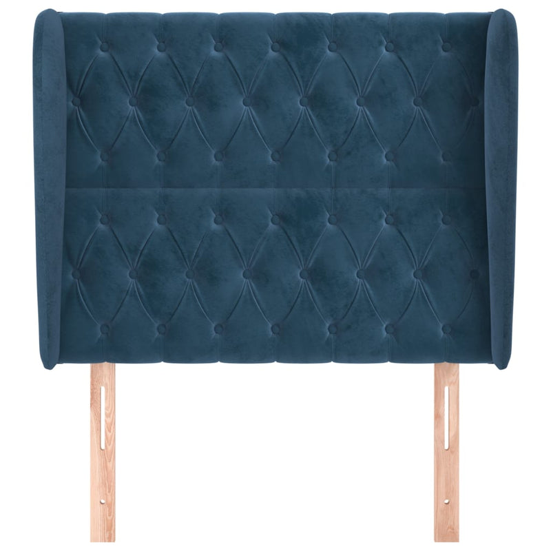 vidaXL sötétkék bársony fejtámla szárnyakkal 93 x 23 x 118/128 cm