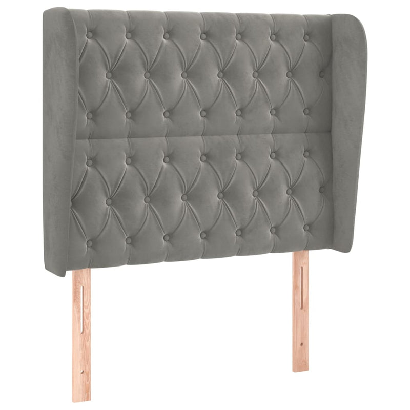vidaXL világosszürke bársony fejtámla szárnyakkal103 x 23 x 118/128 cm