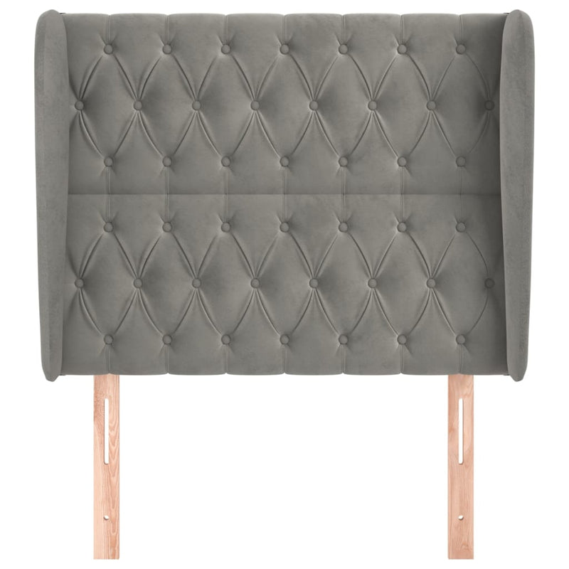 vidaXL világosszürke bársony fejtámla szárnyakkal103 x 23 x 118/128 cm