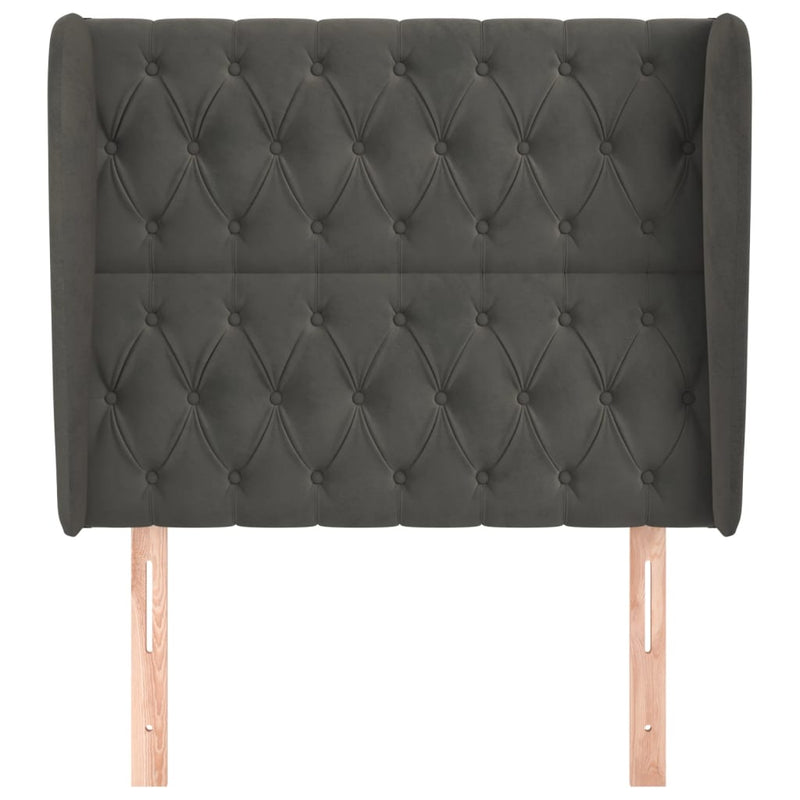 vidaXL sötétszürke bársony fejtámla szárnyakkal 103 x 23 x 118/128 cm