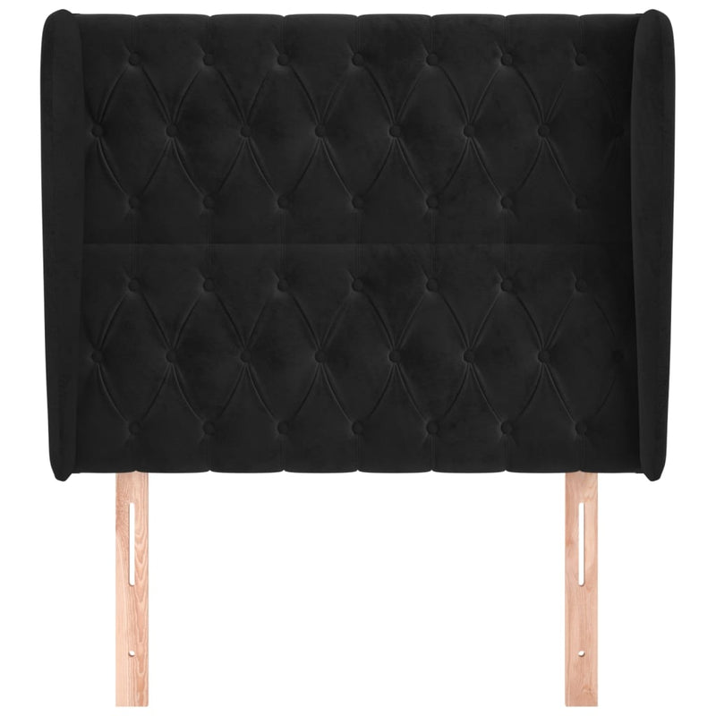 vidaXL fekete bársony fejtámla szárnyakkal 103 x 23 x 118/128 cm