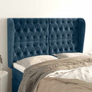 vidaXL sötétkék bársony fejtámla szárnyakkal 147 x 23 x 118/128 cm