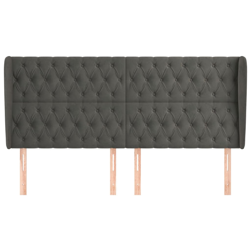 vidaXL sötétszürke bársony fejtámla szárnyakkal 203x23x118/128 cm