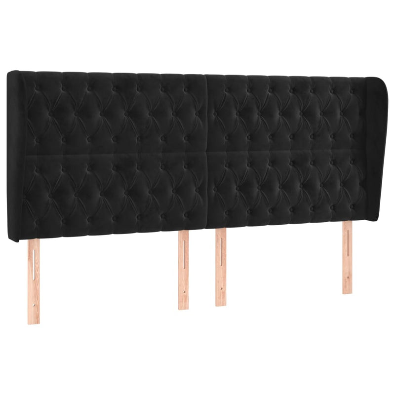 vidaXL fekete bársony fejtámla szárnyakkal 203x23x118/128 cm