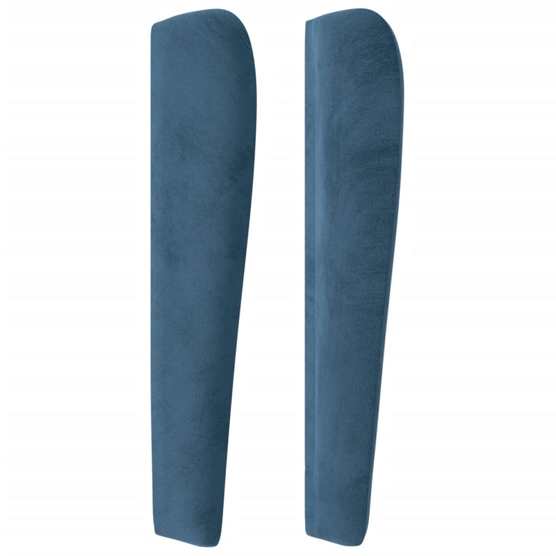 vidaXL sötétkék bársony fejtámla szárnyakkal 203x23x118/128 cm
