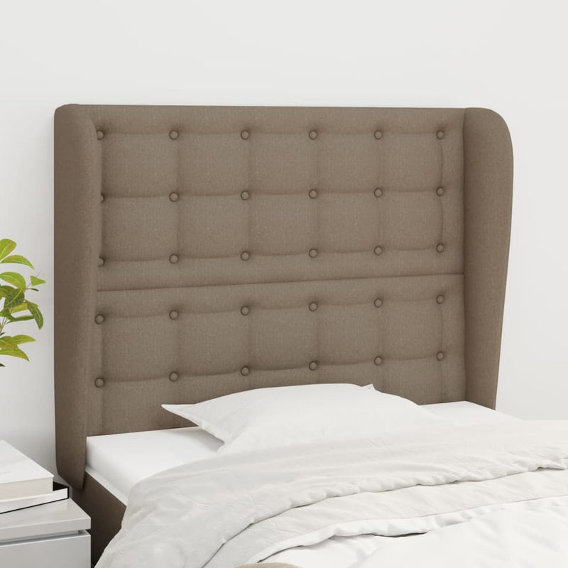 vidaXL tópszínű szövet fejtámla szárnyakkal 83 x 23 x 118/128 cm