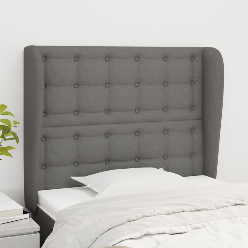 vidaXL sötétszürke szövet fejtámla szárnyakkal 93 x 23 x 118/128 cm