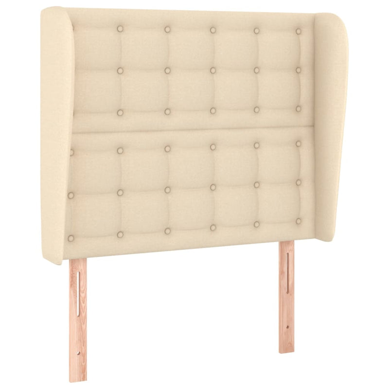vidaXL krémszínű szövet fejtámla szárnyakkal 93 x 23 x 118/128 cm